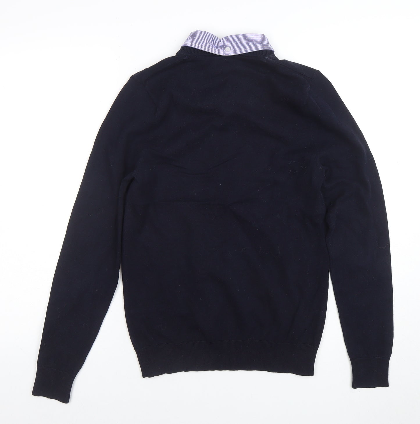 Next Men's Blue V-Neck Cotton Pullover Jumper XS