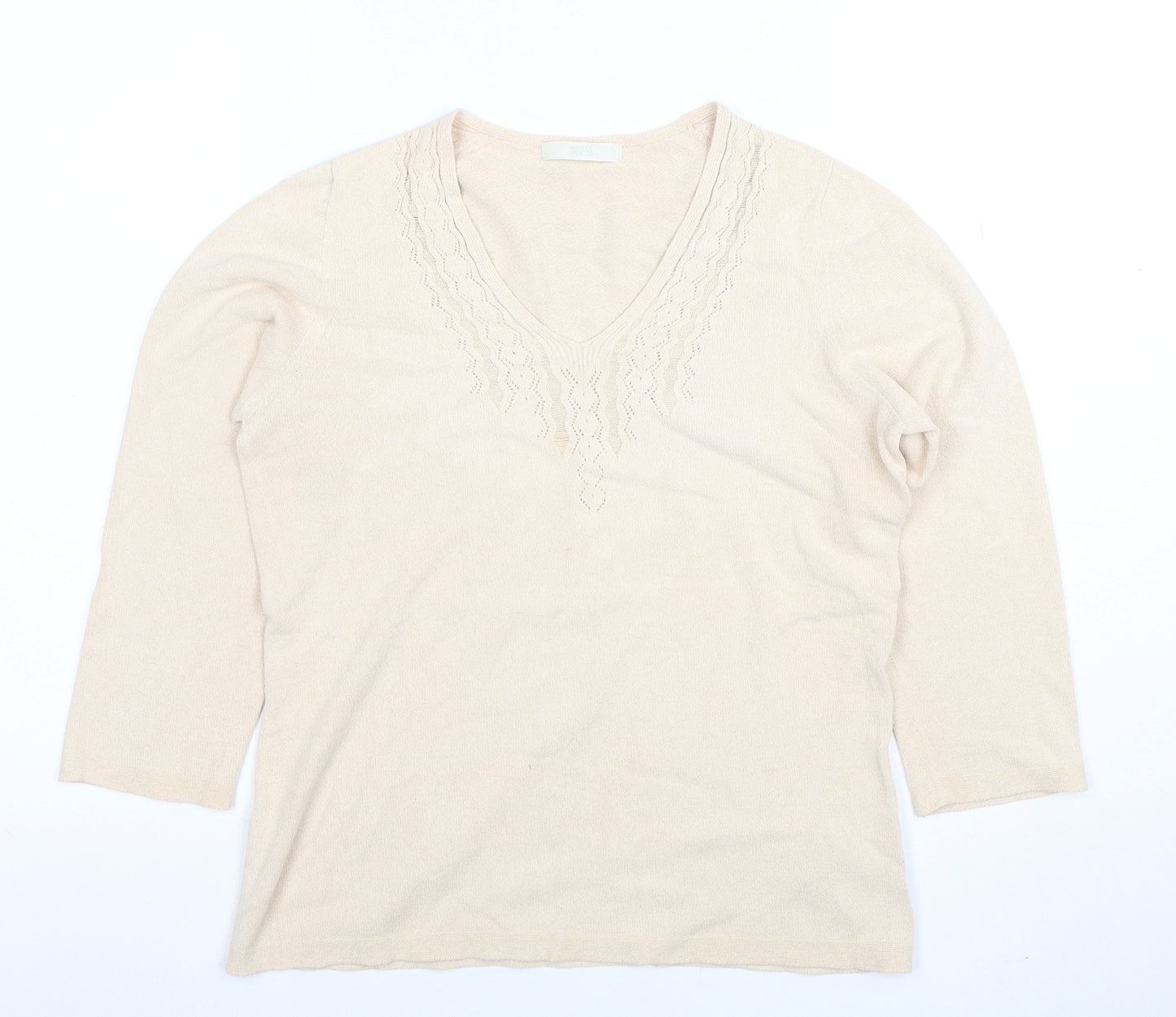 Marks and Spencer Women Beige V-Neck Knit Blouse UK 12