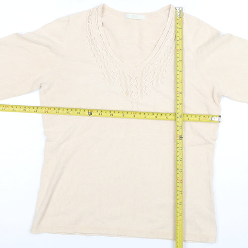 Marks and Spencer Women Beige V-Neck Knit Blouse UK 12