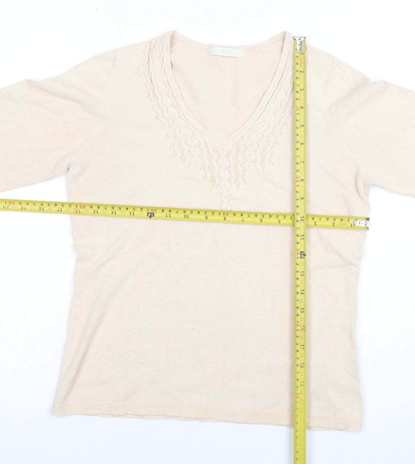 Marks and Spencer Women Beige V-Neck Knit Blouse UK 12
