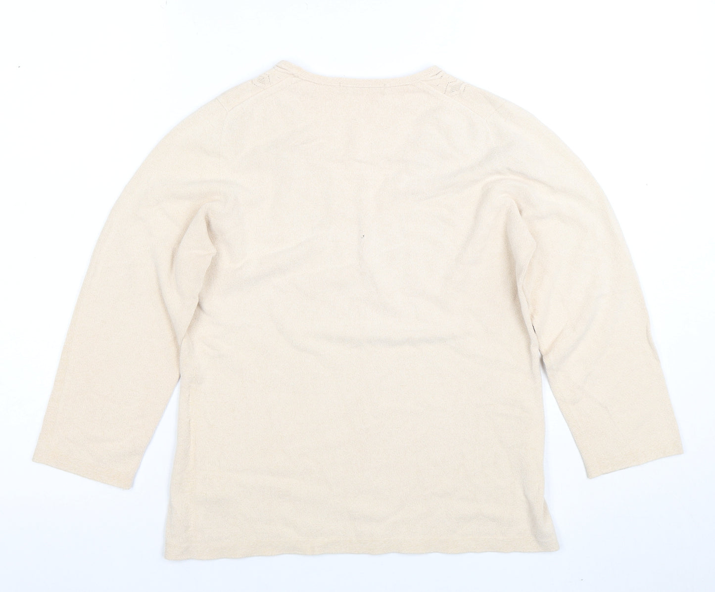 Marks and Spencer Women Beige V-Neck Knit Blouse UK 12
