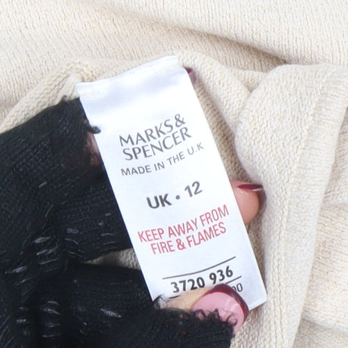 Marks and Spencer Women Beige V-Neck Knit Blouse UK 12