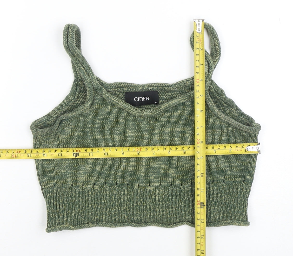 Cider Women’s Green Cropped Knit Tank Top Size S