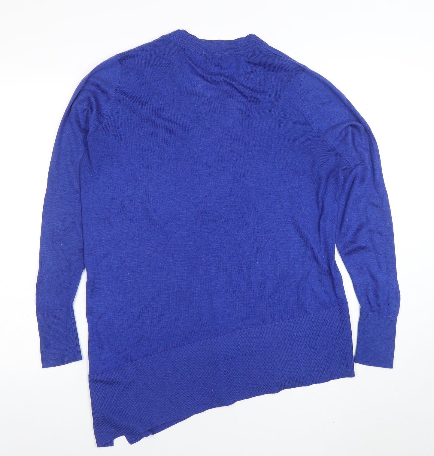 Lands’ End Women Blue V-Neck Lightweight Cotton Blend Jumper Size S