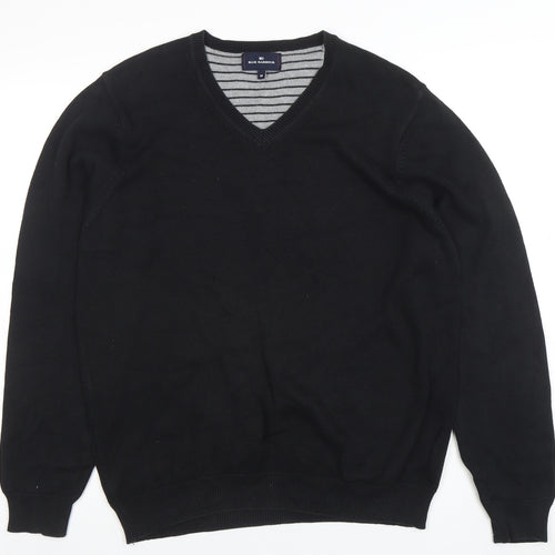 Blue Harbour Men's Black V-Neck Cotton Jumper M