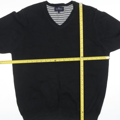 Blue Harbour Men's Black V-Neck Cotton Jumper M