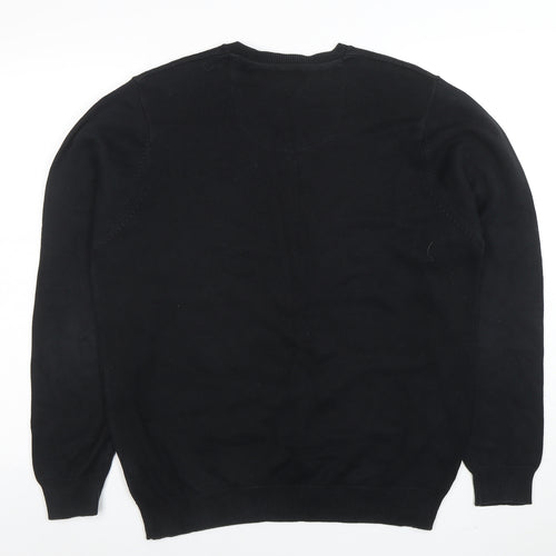 Blue Harbour Men's Black V-Neck Cotton Jumper M