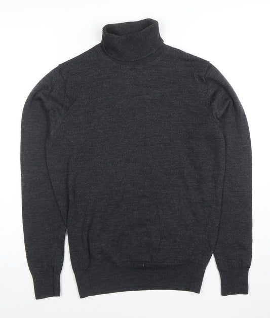 Marks and Spencer Men's Grey Roll Neck Wool Cashmere Jumper XS