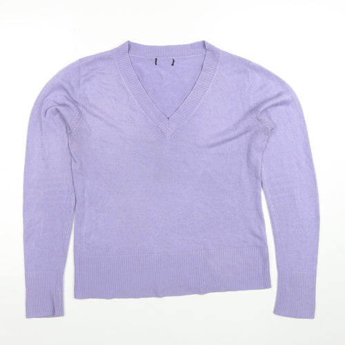 F&F Women Purple Acrylic V-Neck Long Sleeve Jumper Size 12