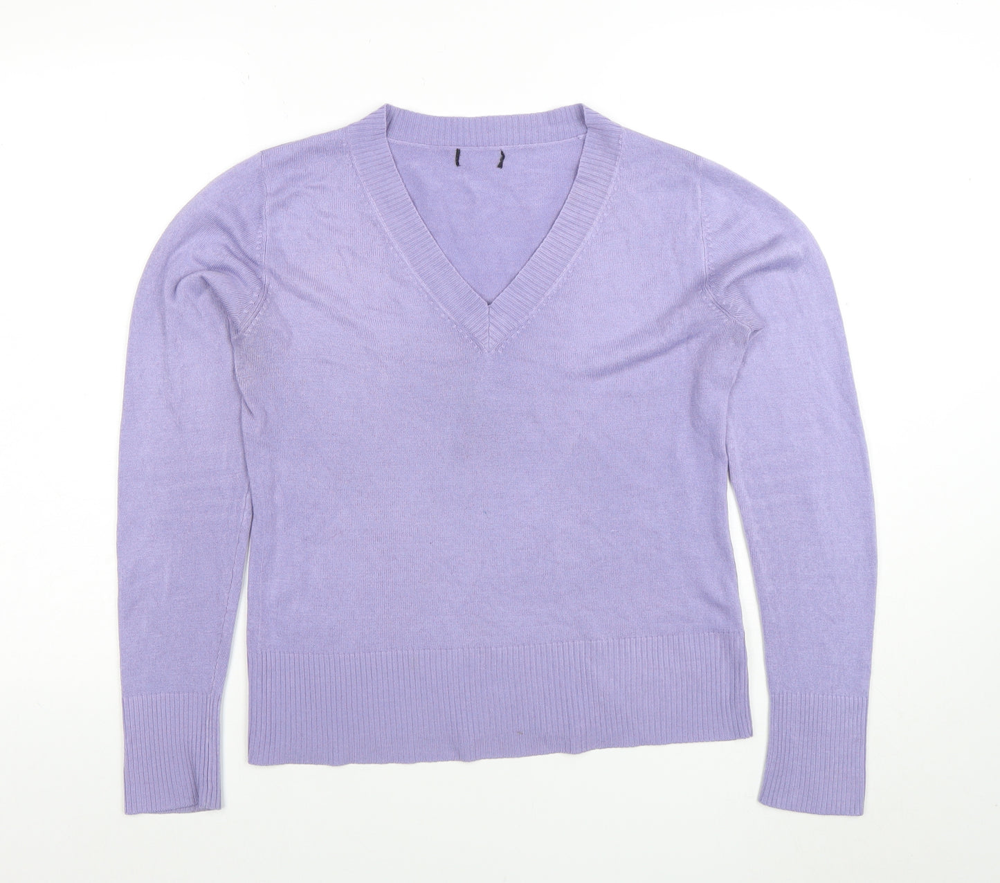 F&F Women Purple Acrylic V-Neck Long Sleeve Jumper Size 12
