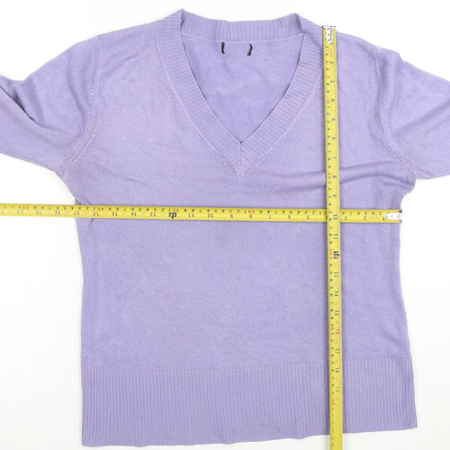 F&F Women Purple Acrylic V-Neck Long Sleeve Jumper Size 12