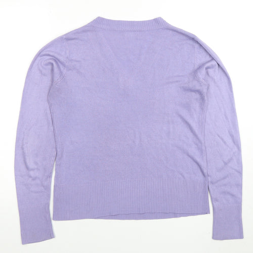 F&F Women Purple Acrylic V-Neck Long Sleeve Jumper Size 12