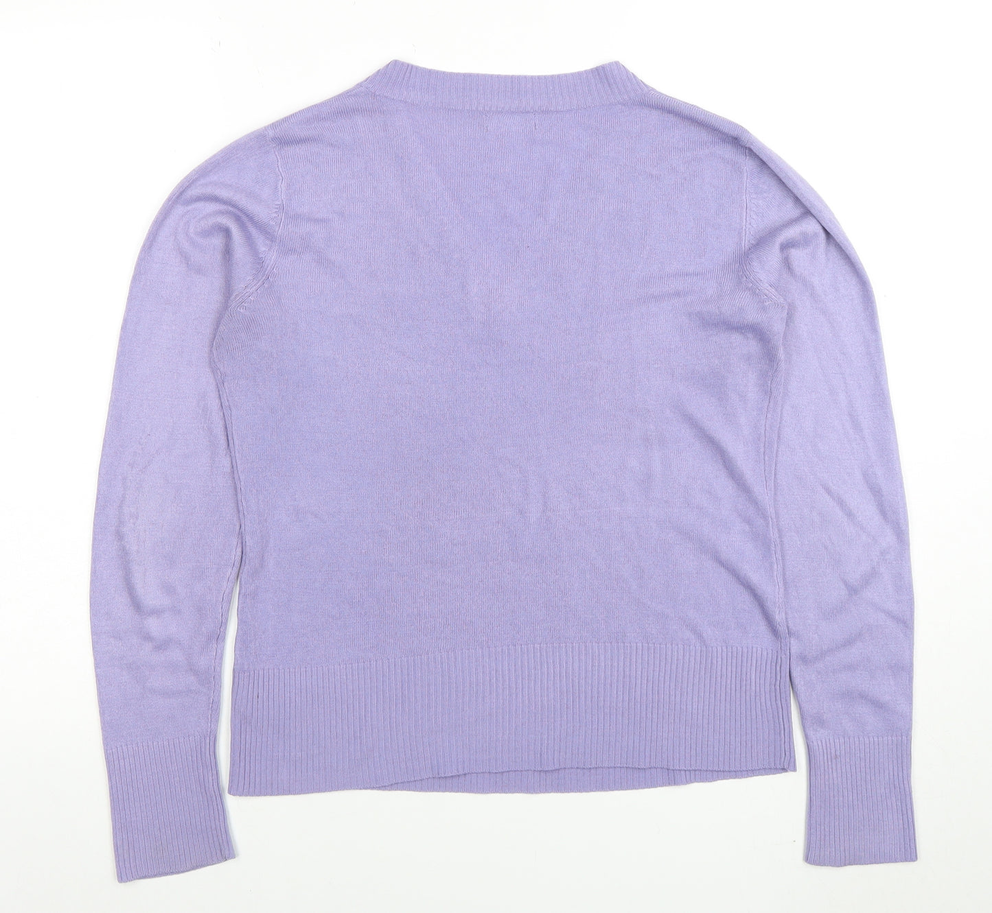 F&F Women Purple Acrylic V-Neck Long Sleeve Jumper Size 12