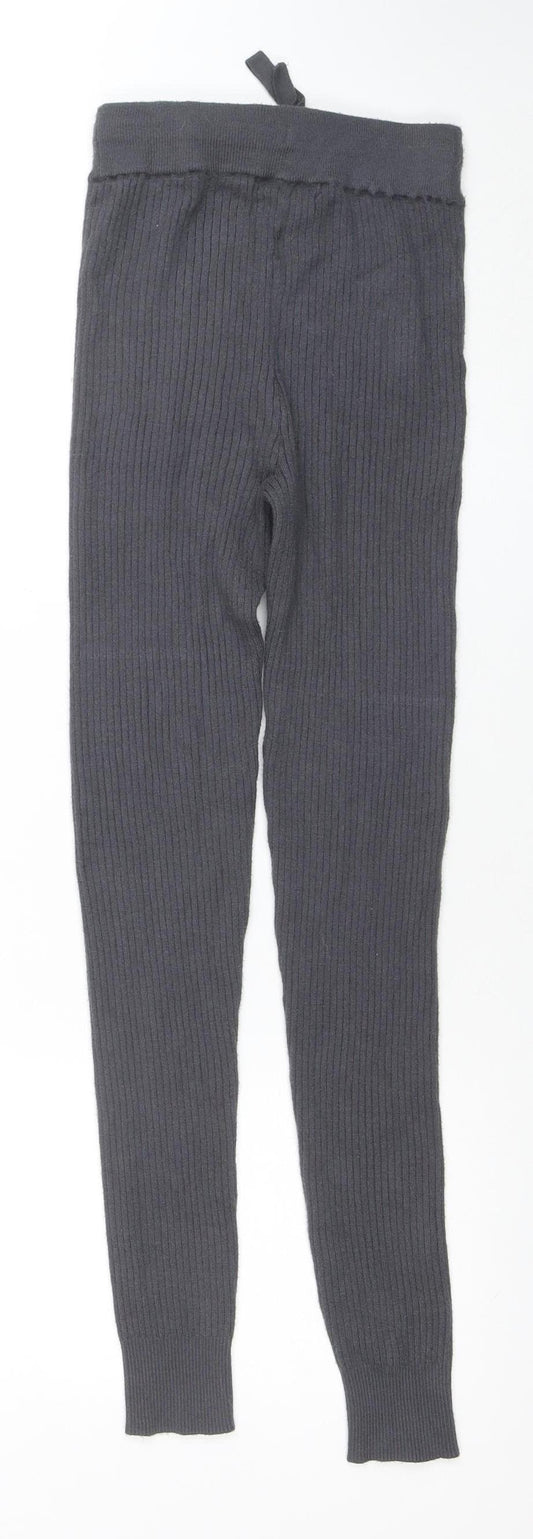 F&F Women’s Grey Ribbed Knit Jogger Trousers Size 6