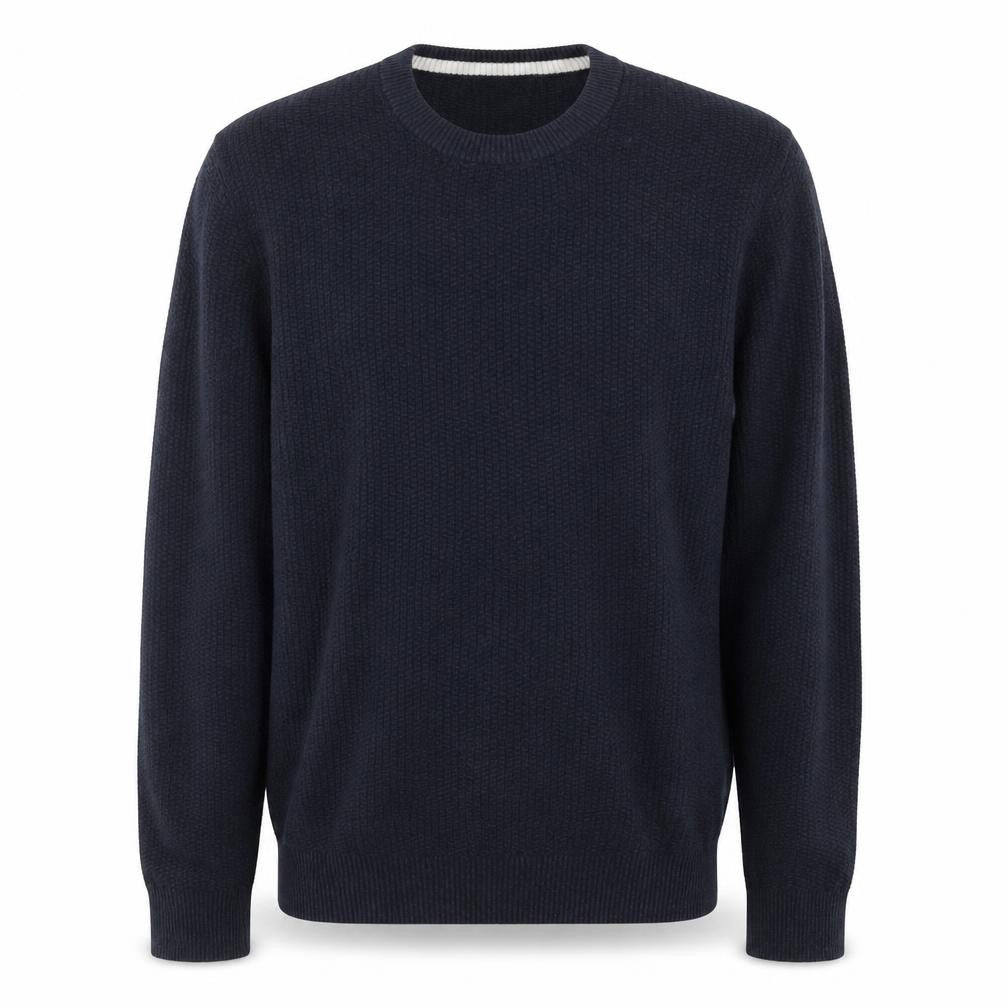 Front view of George Men's Blue Waffle Knit Cotton jumper L