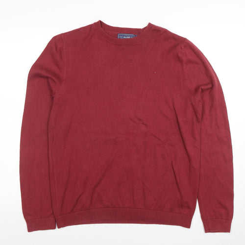 Topman Men Red Cotton Crew Neck Pullover Jumper Size M