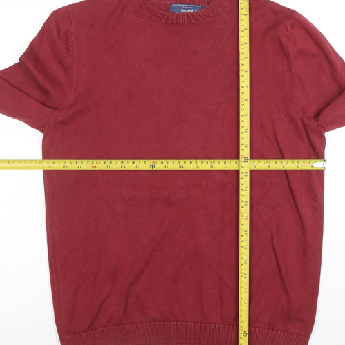 Topman Men Red Cotton Crew Neck Pullover Jumper Size M