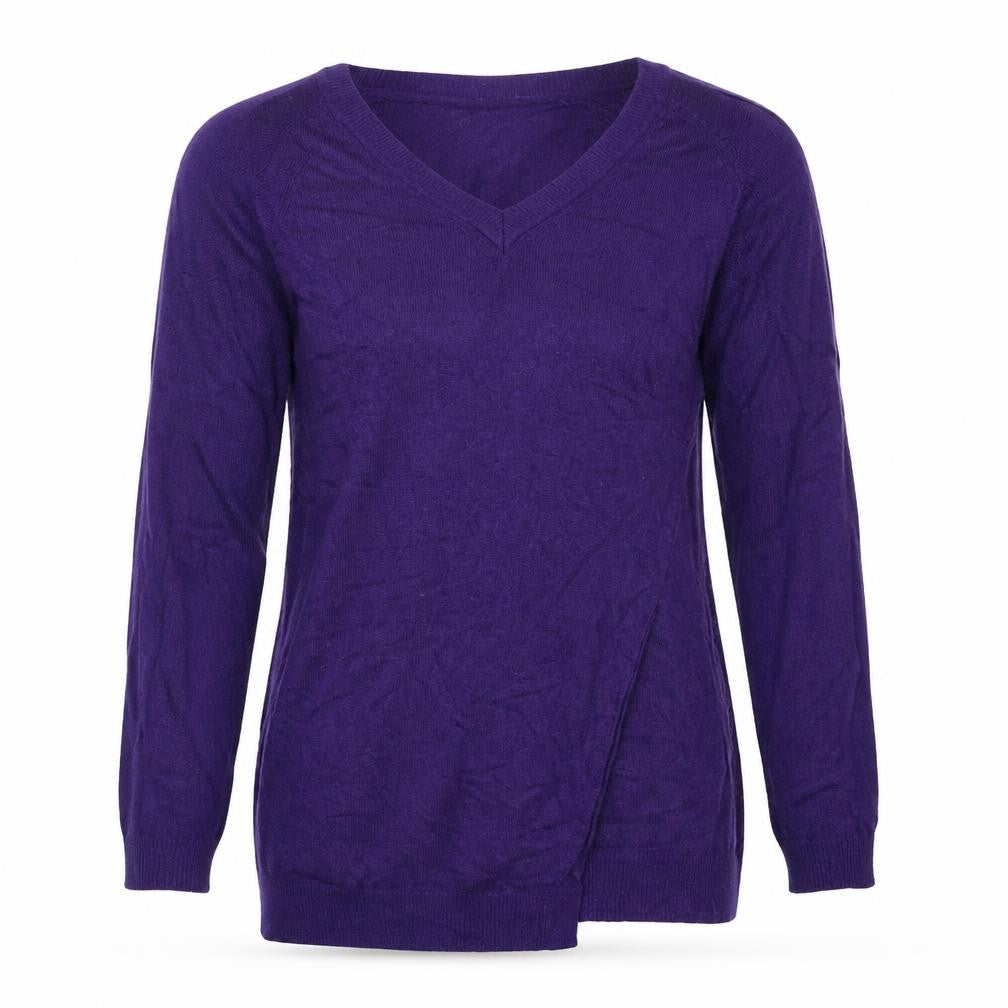 Marks and Spencer Women Purple V-Neck Long Sleeve Cotton Cashmere Jumper Size 12