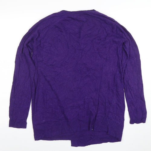 Marks and Spencer Women Purple V-Neck Long Sleeve Cotton Cashmere Jumper Size 12