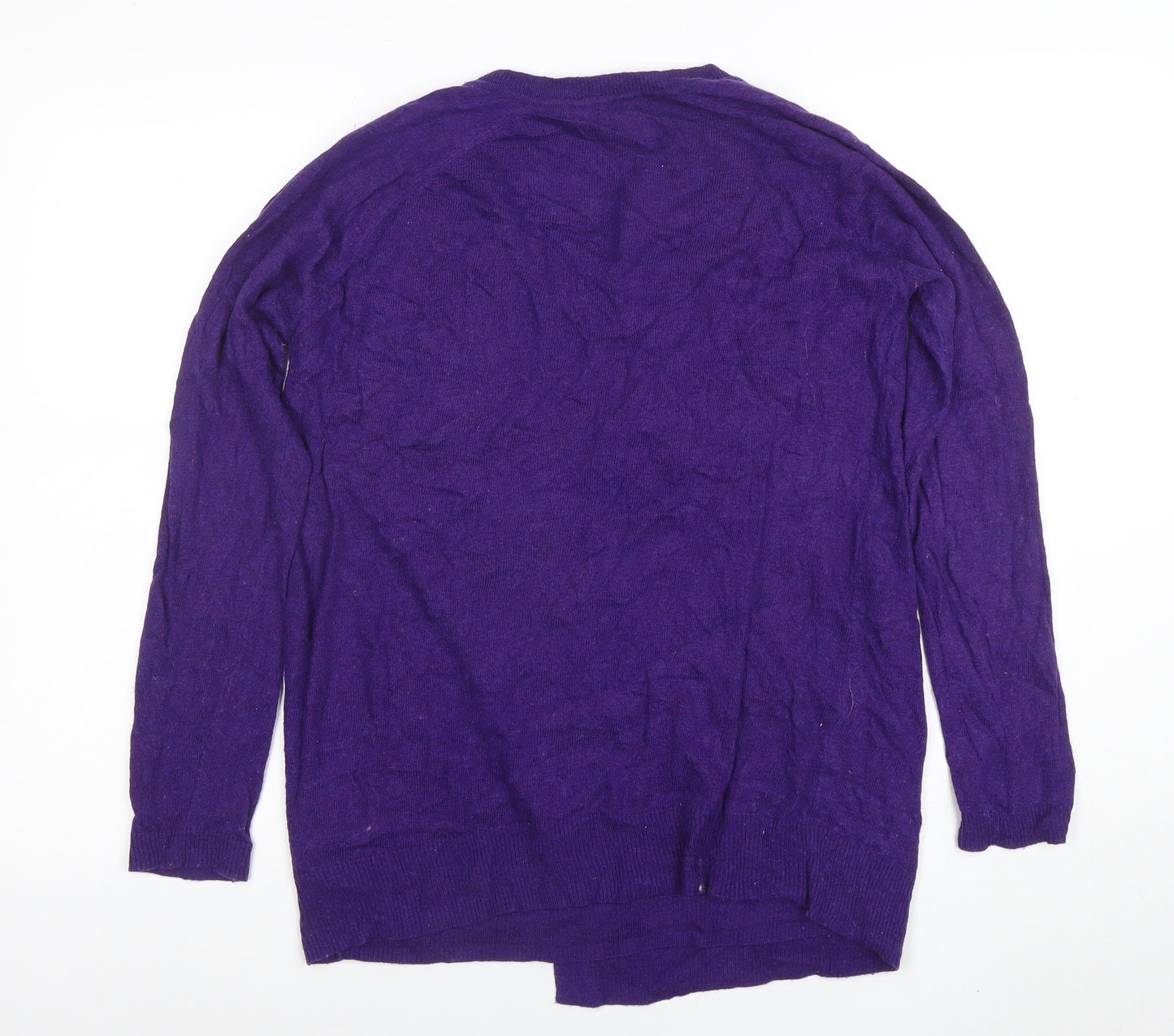 Marks and Spencer Women Purple V-Neck Long Sleeve Cotton Cashmere Jumper Size 12