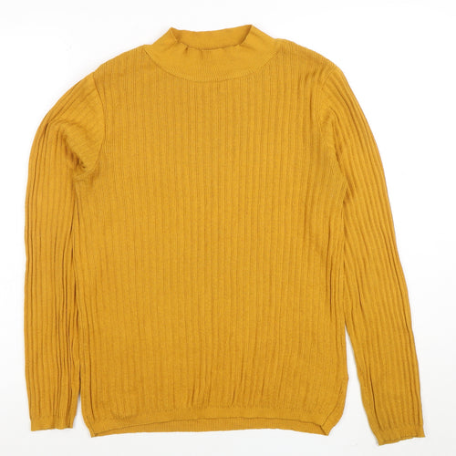 Primark Women’s Yellow Mock Neck Rib Knit Pullover Jumper XL