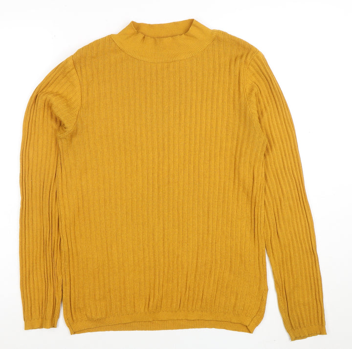 Primark Women’s Yellow Mock Neck Rib Knit Pullover Jumper XL