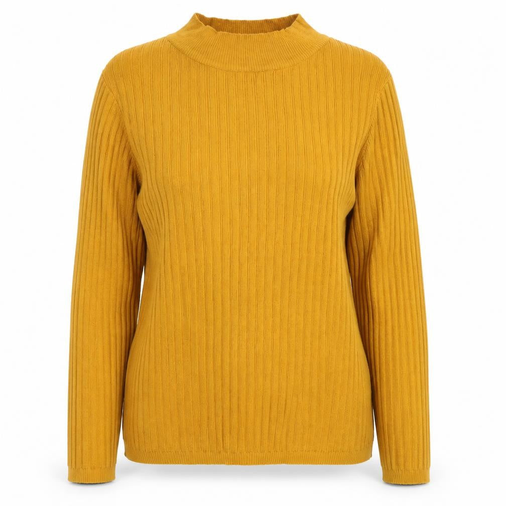 Front view of Primark Women’s Yellow Mock Neck Rib Knit jumper XL