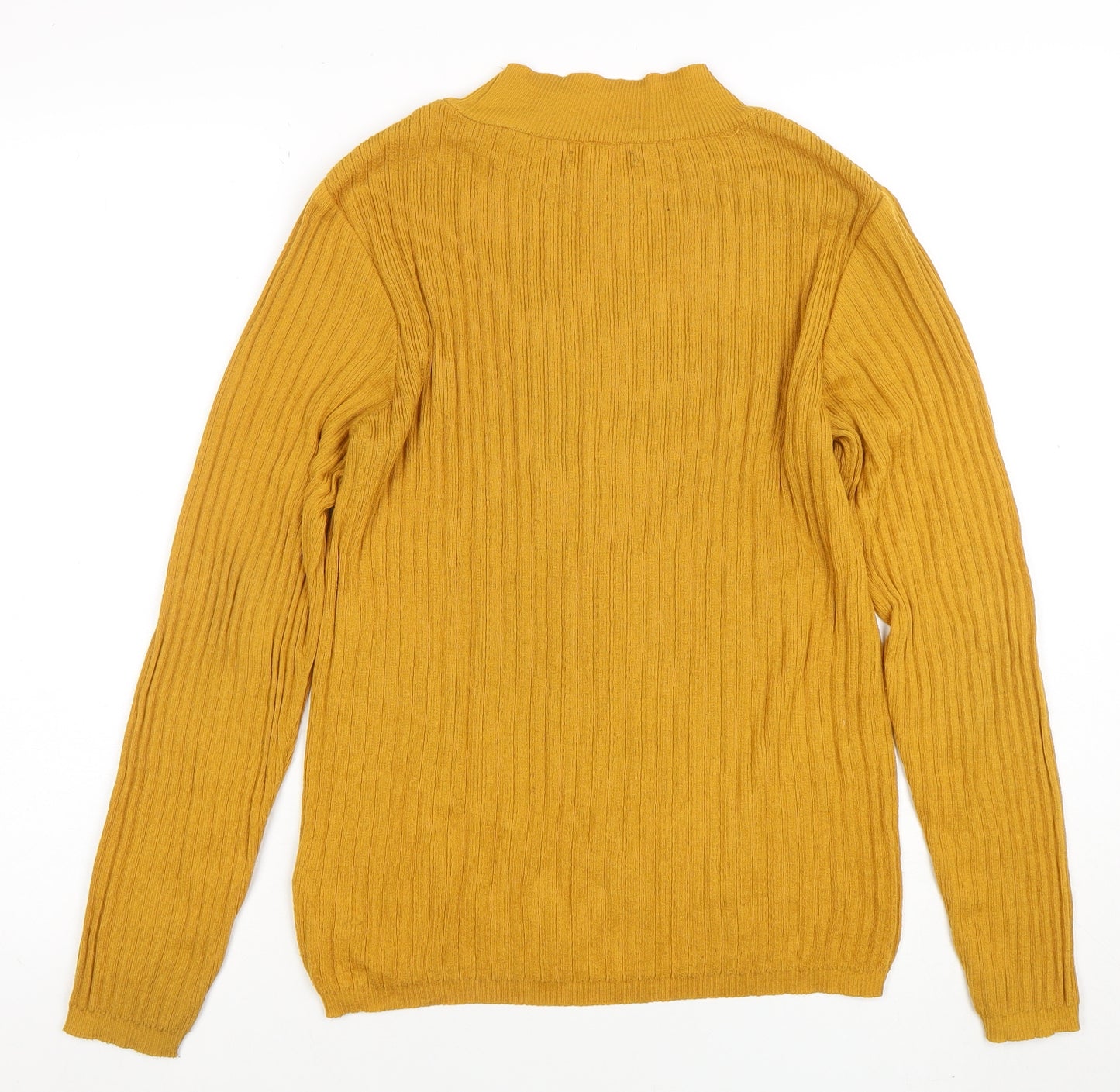 Primark Women’s Yellow Mock Neck Rib Knit Pullover Jumper XL