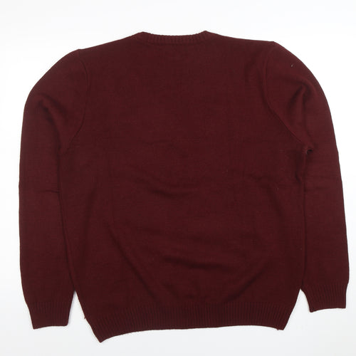 River Island Men Red XL Christmas Funny Crew Neck Pullover Jumper