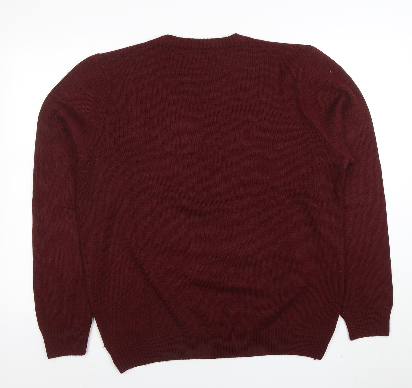 River Island Men Red XL Christmas Funny Crew Neck Pullover Jumper