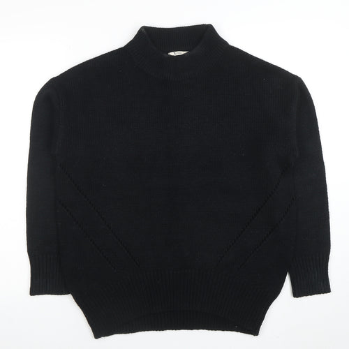 Tu Womens Black Wool Blend Mock Neck Long Sleeve Jumper Size 10
