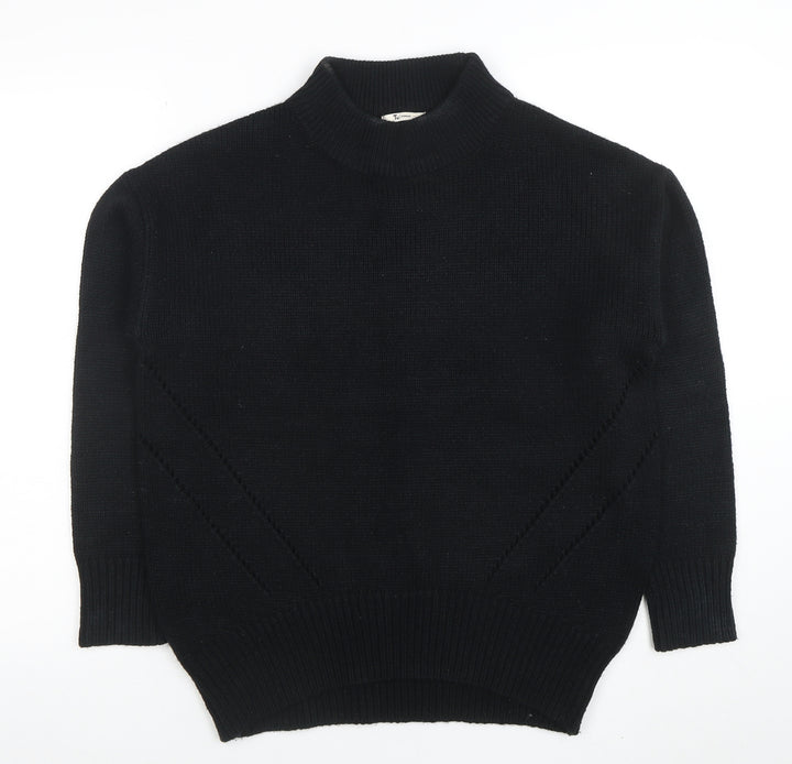 Tu Womens Black Wool Blend Mock Neck Long Sleeve Jumper Size 10