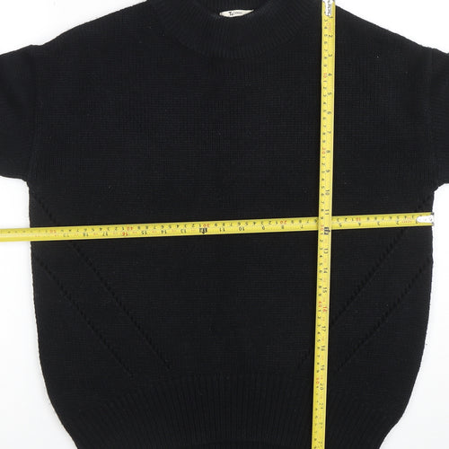 Tu Womens Black Wool Blend Mock Neck Long Sleeve Jumper Size 10