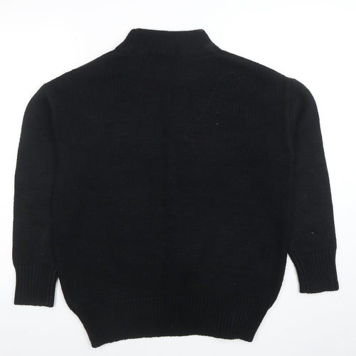 Tu Womens Black Wool Blend Mock Neck Long Sleeve Jumper Size 10