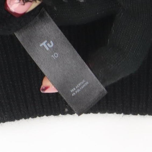 Tu Womens Black Wool Blend Mock Neck Long Sleeve Jumper Size 10