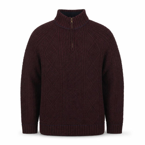 Matalan Mens Brown Cable Knit 1/4 Zip Jumper Medium