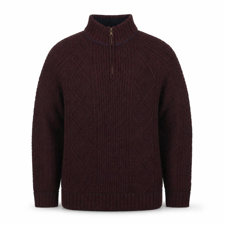 Matalan Mens Brown Cable Knit 1/4 Zip Jumper Medium