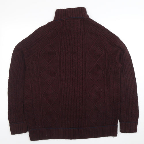 Matalan Mens Brown Cable Knit 1/4 Zip Jumper Medium