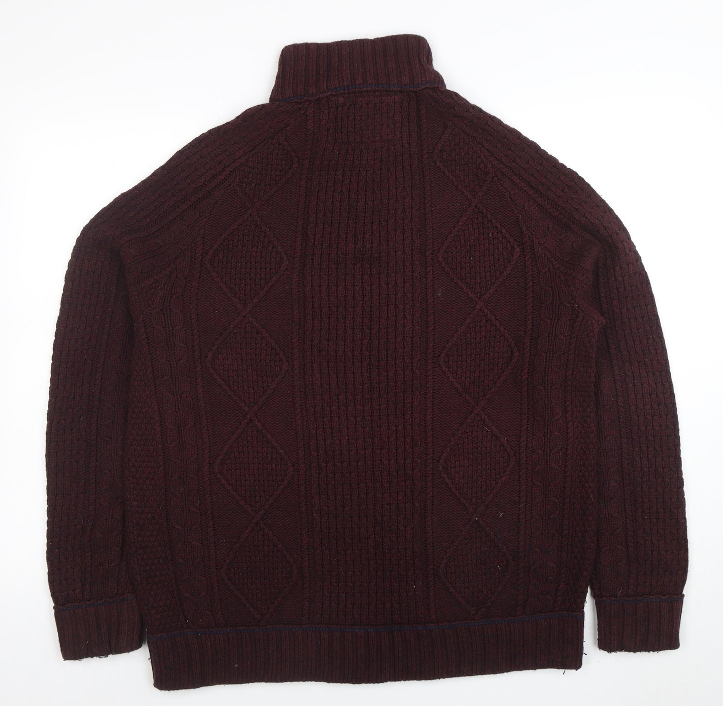 Matalan Mens Brown Cable Knit 1/4 Zip Jumper Medium