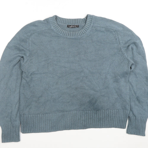 Dunnes Women Pale Green Blue Cotton Knit Crew Neck Jumper Size S
