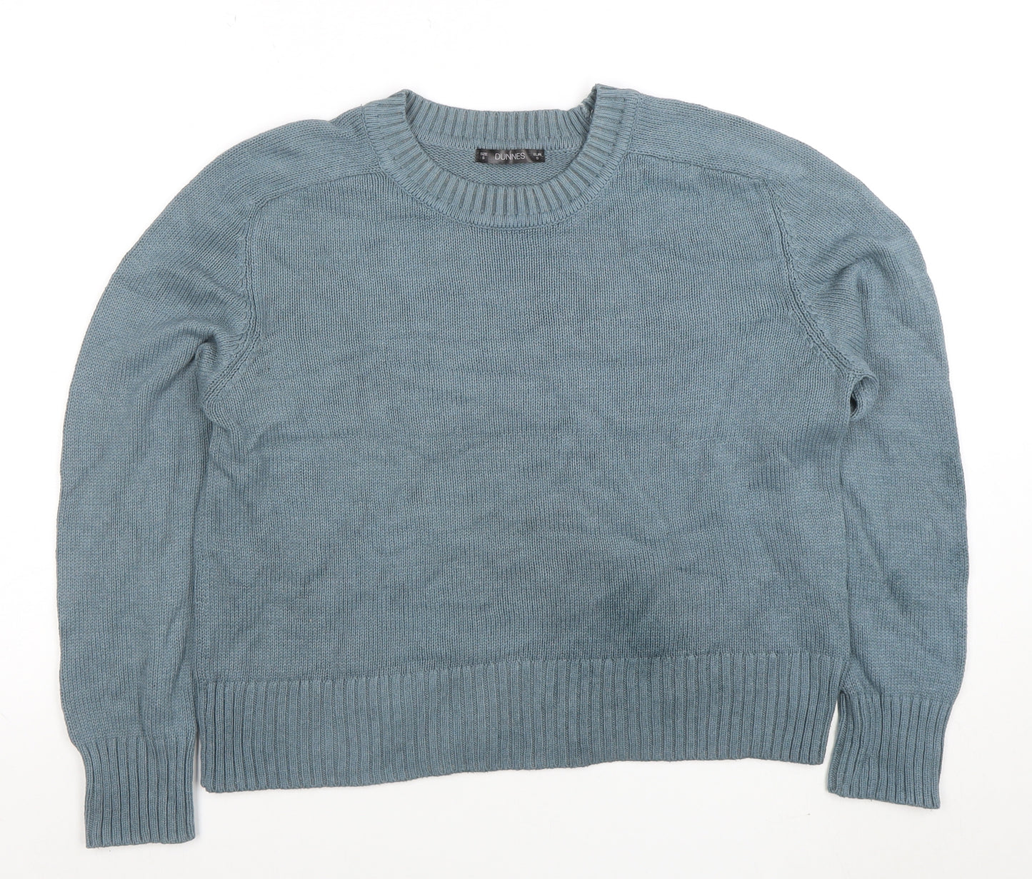 Dunnes Women Pale Green Blue Cotton Knit Crew Neck Jumper Size S