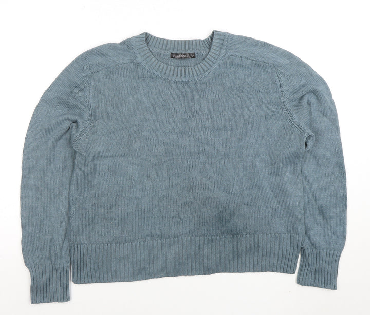 Dunnes Women Pale Green Blue Cotton Knit Crew Neck Jumper Size S