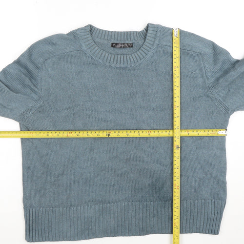 Dunnes Women Pale Green Blue Cotton Knit Crew Neck Jumper Size S