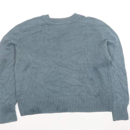 Dunnes Women Pale Green Blue Cotton Knit Crew Neck Jumper Size S