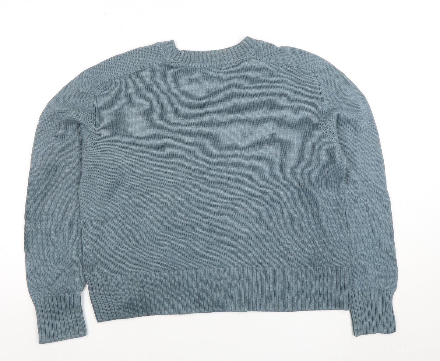 Dunnes Women Pale Green Blue Cotton Knit Crew Neck Jumper Size S
