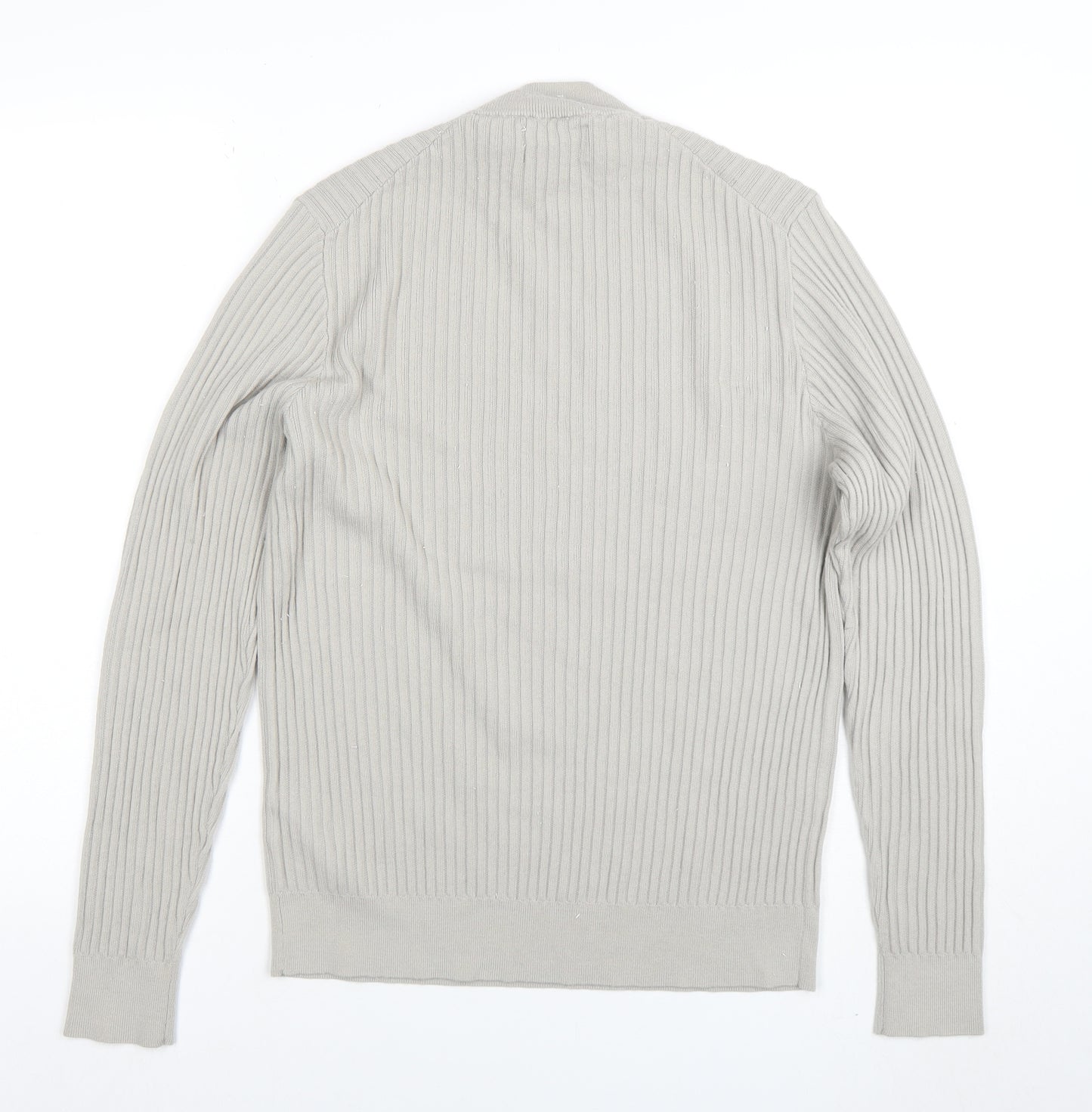 Marks and Spencer Men’s Beige Merino Wool Blend Ribbed Jumper M