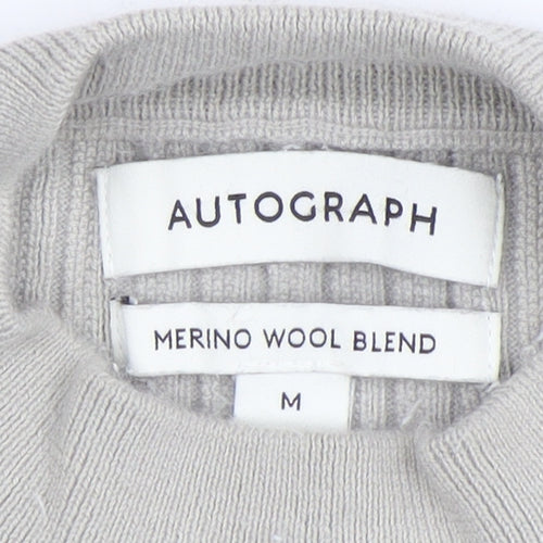Marks and Spencer Men’s Beige Merino Wool Blend Ribbed Jumper M