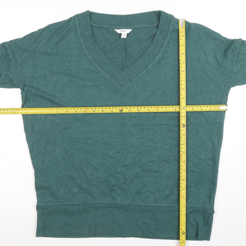 NEXT Women Green V-Neck 3/4 Sleeve Lightweight Pullover Jumper M