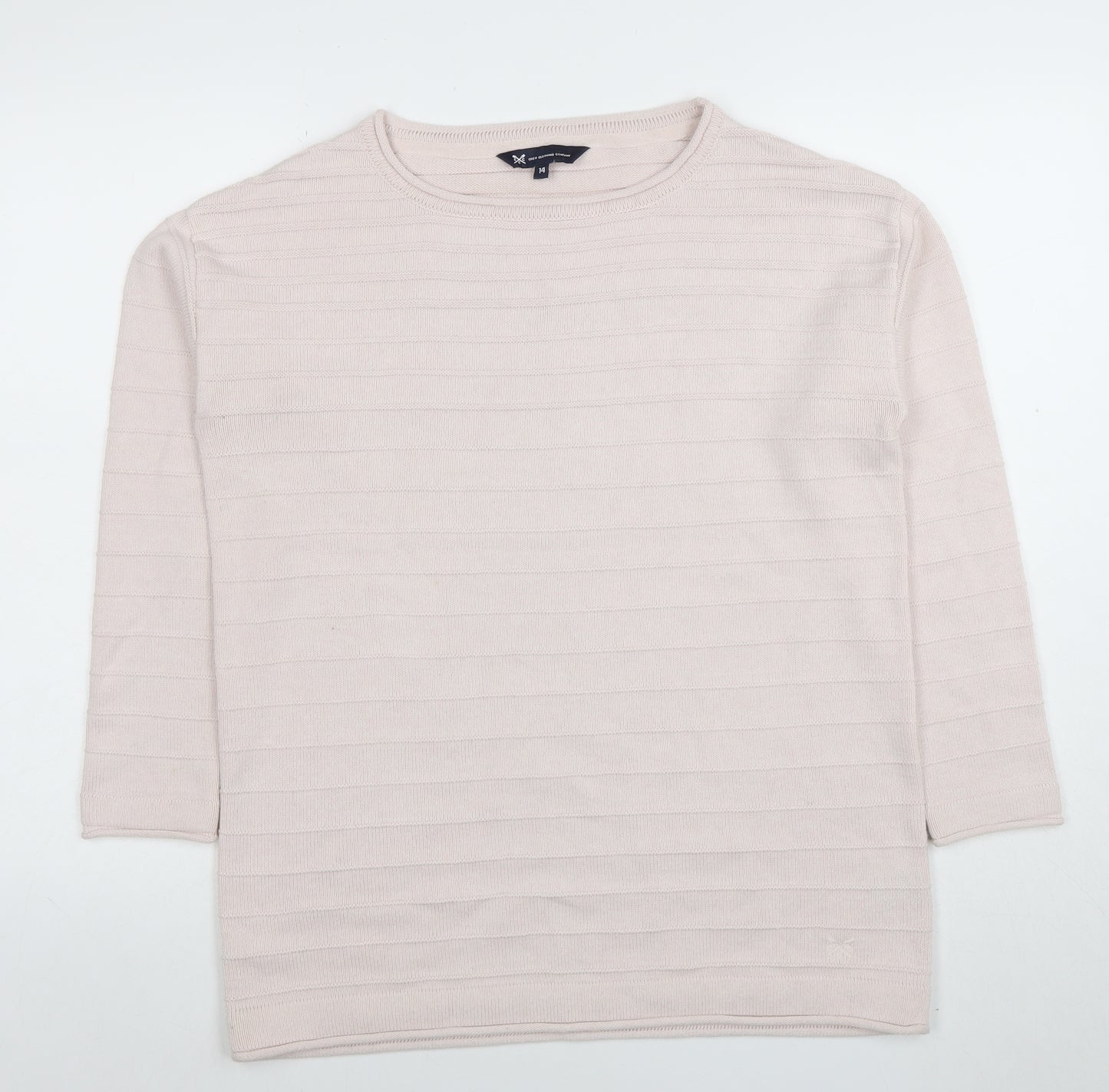 Crew Clothing Company Women Beige Knit Jumper Size 14 Cotton Blend