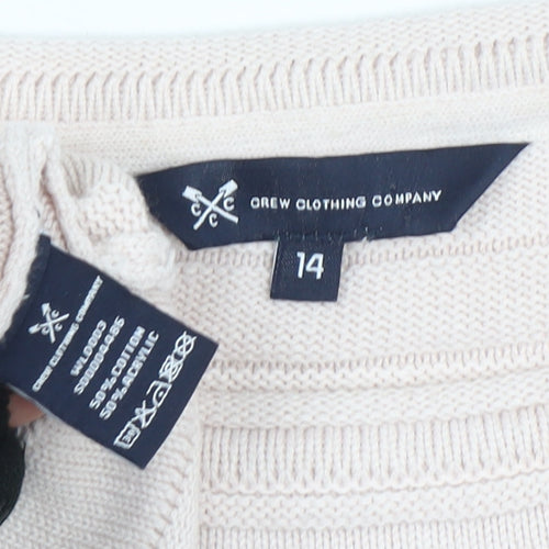 Crew Clothing Company Women Beige Knit Jumper Size 14 Cotton Blend